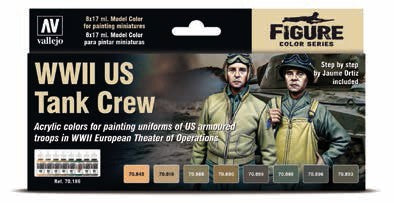 Vallejo Paint 70186 WWII US Tank Crew Model Color Acrylic Paints (Set of 8)