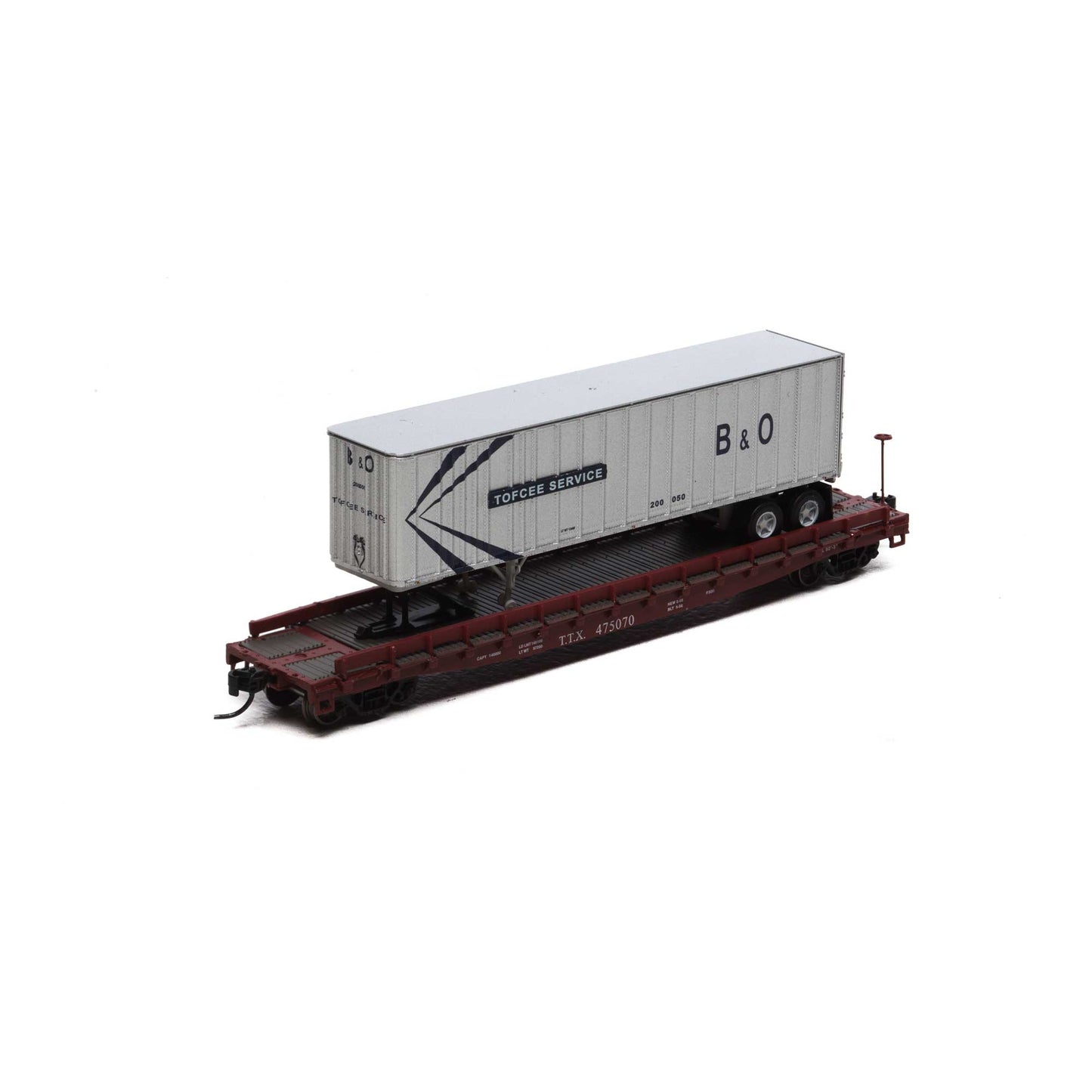 Athearn 24912 N TTX 53' GSC TOFC Flat w/40' Baltimore & Ohio Ex-Post Trailer