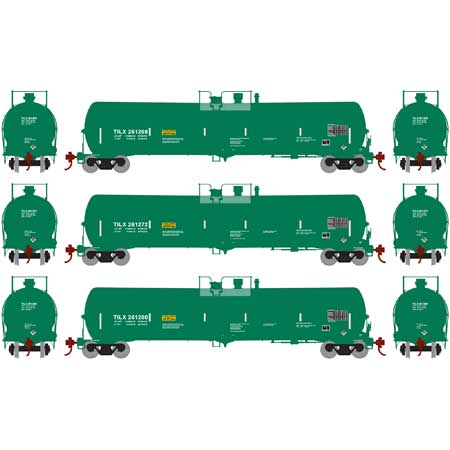 Athearn 16502 N TILX/Green 30,000 Gallon Ethanol Tank #3 (Set of 3)