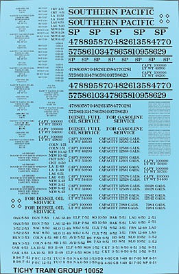 Tichy 10052 HO Southern Pacific MOW Tank Cars Black Lettering Decal