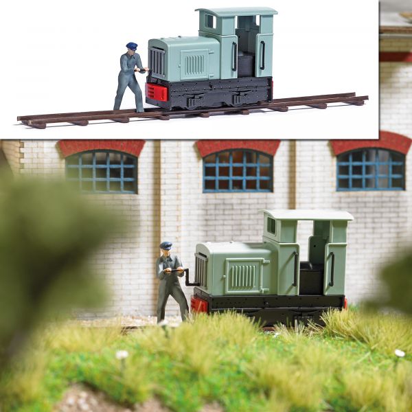 Busch 7849 HO Narrow Gauge Locomotive with Locomotive Engineer Miniature Scene