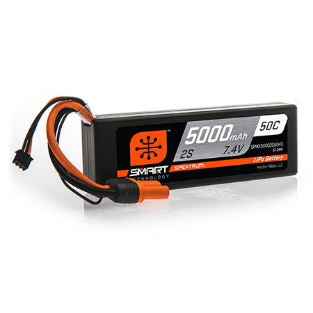 Spektrum X50002S50H3 5000mAh 2S 7.4V 50C Smart LiPo Hardcase; IC3