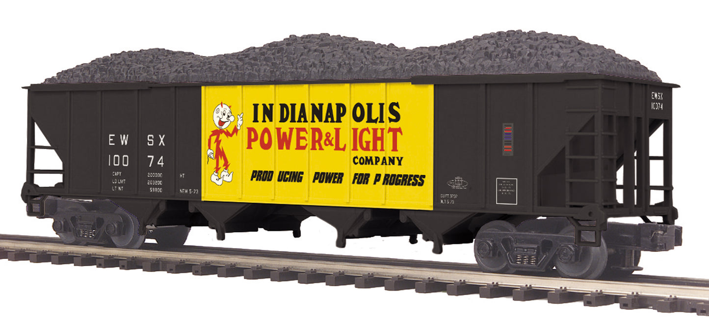 MTH 20-97886 O Indianapolis Power & Light 4-Bay Hopper Car with Coal Load #10074