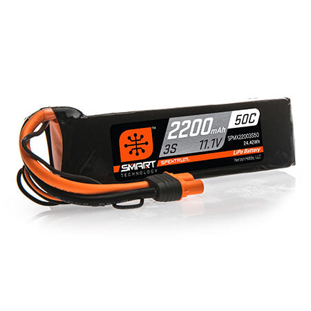 Spektrum X22003S50 2200mAh 3S 11.1V 50C Smart LiPo Battery; IC3