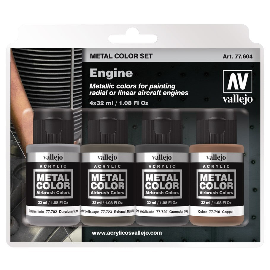 Vallejo Paint 77604 Engine Aircraft Metal Color Acrylic Paints (Set of 4)