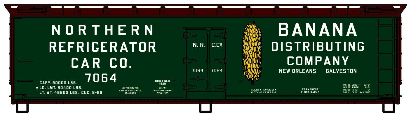 Accurail 4906 HO Northern Refrigerator Car Co. Bananas Early 40' Wood Reefer Car