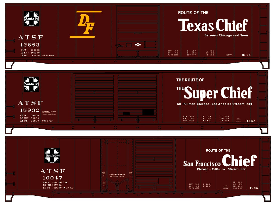 Accurail 8107 HO Scale Santa Fe 50' Steel Boxcar Kit (Set of 3)