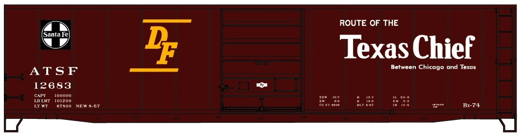 Accurail 8107.1 HO Santa Fe Texas Chief 50' Single Door Steel Boxcar Kit