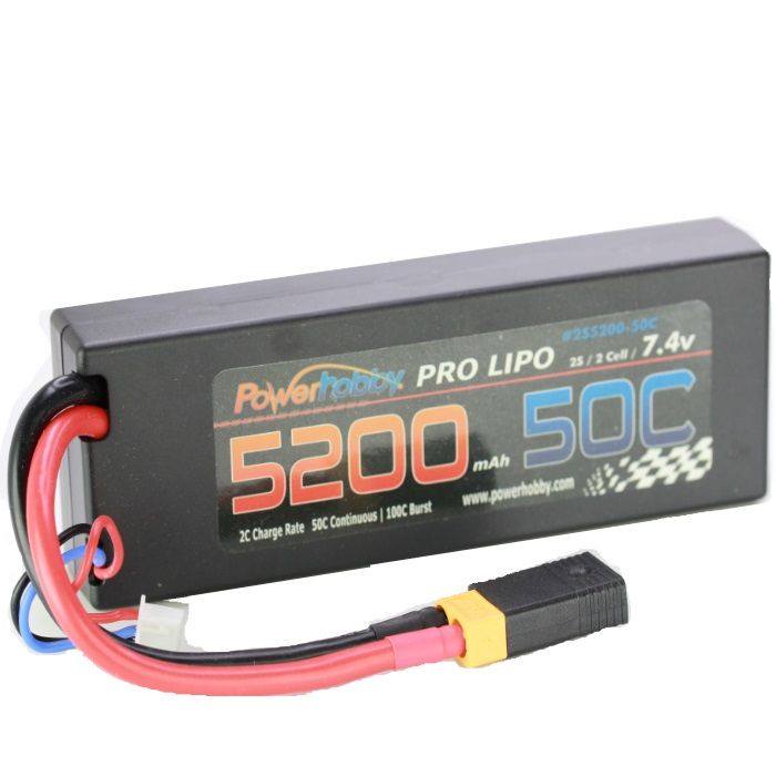 Power Hobby 2S520050CXT60APT 5200mAh 7.4V 2S 50C LiPo Battery w/ Hardwired XT60