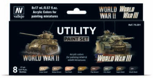 Vallejo Paint 70201 WWII & WWIII Wargames Utility Acrylic Paints (Set of 8)