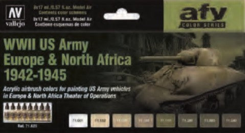Vallejo Paint, 71625 1942-1945 WWII US Army Europe & North Africa (Set of 8)