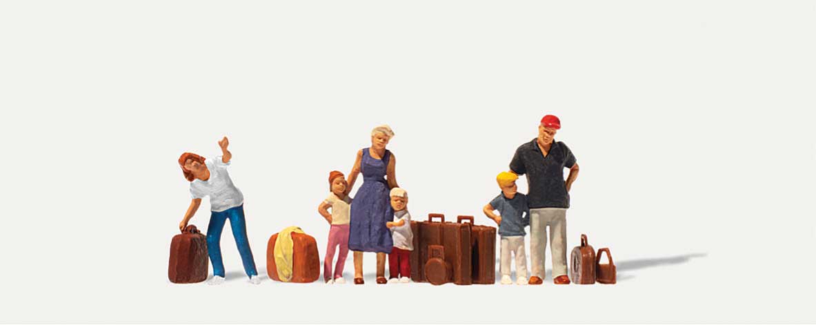 Merten 212539 HO Waiting Passengers with Luggage Figure (Set of 6)