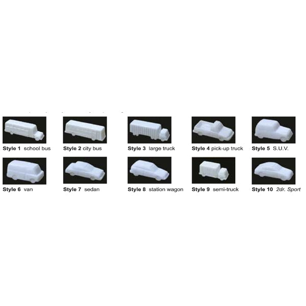 JTT Scenery Products 97001 1:400 White 10 Mixed Styles Autos (Pack of 20)