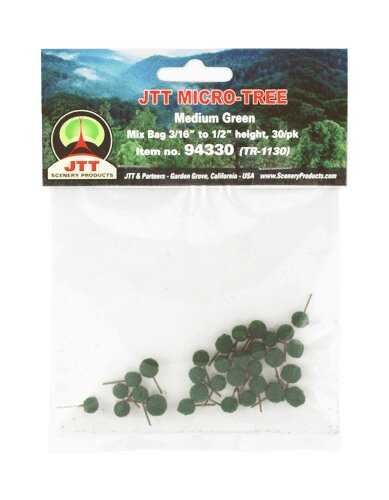 JTT Scenery Products 94330 Medium Green Micro-Tree (Pack of 30)