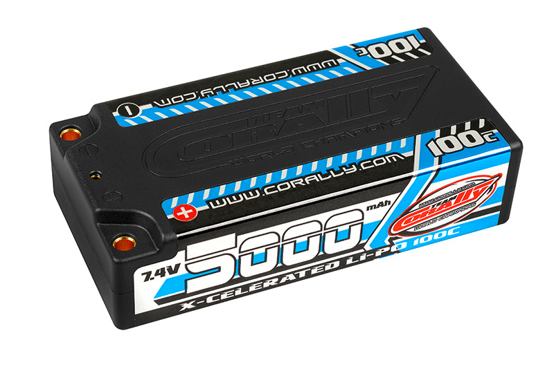 Corally 49705 5000 mAh - 7.4V Stick 2S 4mm Bullit X-Celerated 100C LiPo Battery