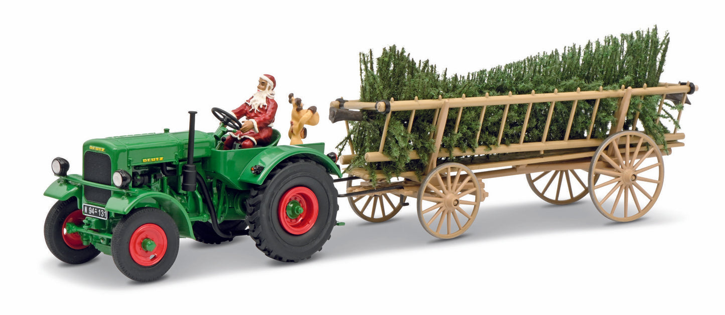 Schuco 450782300 1:32 Christmas 2020 Edition Deutz F3 Tractor with Trailer