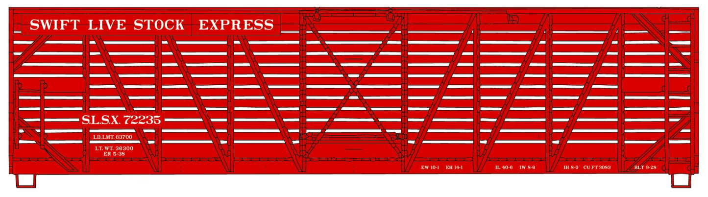 Accurail 4742 HO Swift Livestock Express 4700 Series 40' Wood Stock Car #72235