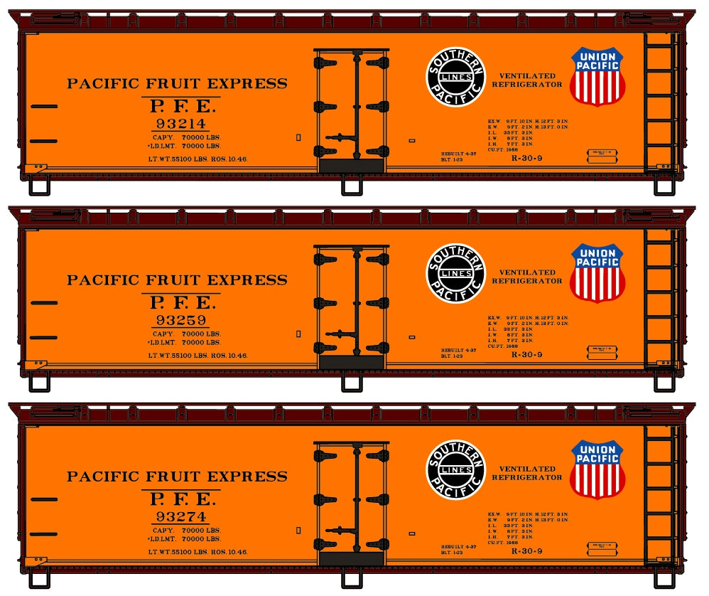 Accurail 8120 HO Pacific Fruit Express 40' Wood Reefer Cars Kit (Set of 3)