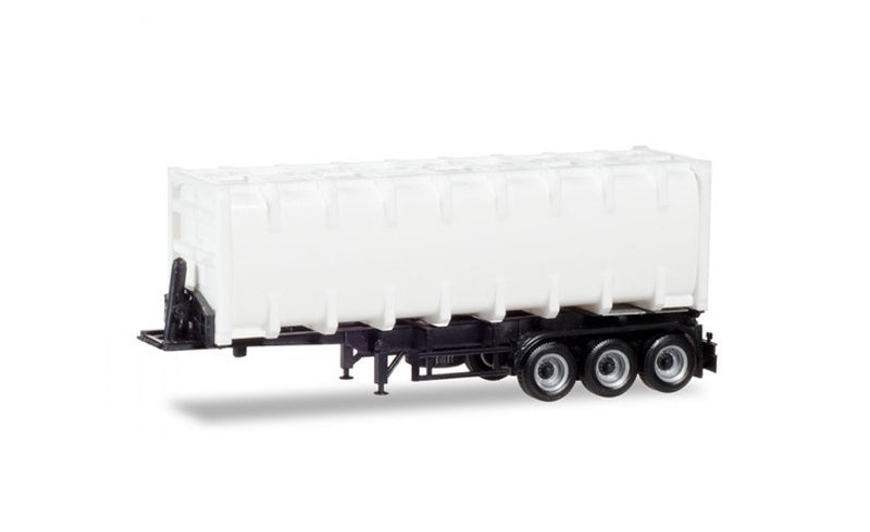 Herpa 076234 HO White Trailer Only 30' Bulk Container with Chassis