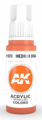 AK Interactive 11078 Medium Orange Standard Acrylic Paint - 17 ml Bottle