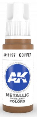 AK Interactive 11197 Copper Metallic Acrylic Paint - 17 ml Bottle