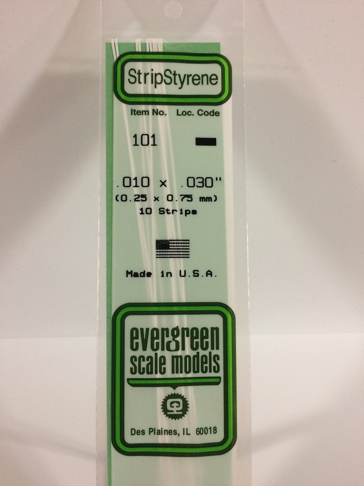 Evergreen Scale Models 101 .010" x .030" x 14" Polystyrene Strips (Pack of 10)