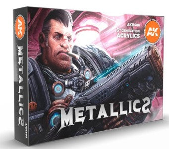 AK Interactive 11608 Metallics Colors Acrylic Paint Set (Set of 6)