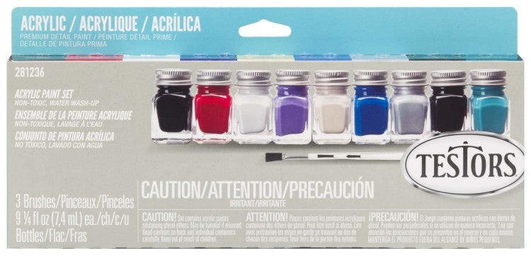 Testors 281236 Auto & Truck Finishing Acrylic Paint Set (Set of 9)