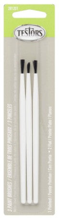 Testors 281201 Economy Brush 2 Flat and 1 Pointed Brushes