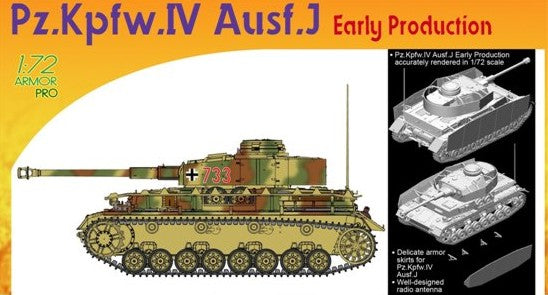 Dragon 7409 1:72 Pz.Kpfw. IV Ausf. J Early Production Military Tank Model Kit