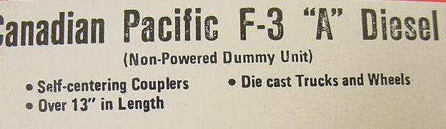 Lionel 6-8366 O Canadian Pacific F3 A Dummy Diesel Locomotive EX/Box