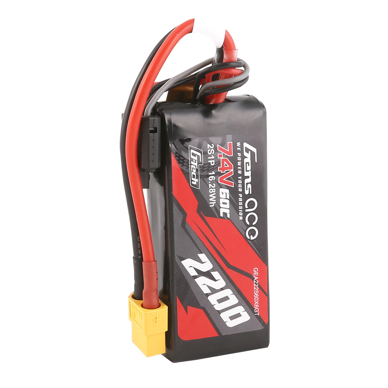 Gens Ace GEA222S60X6GT G-Tech 60C 2S1P 7.4 V 2200mah Lipo Battery Pack