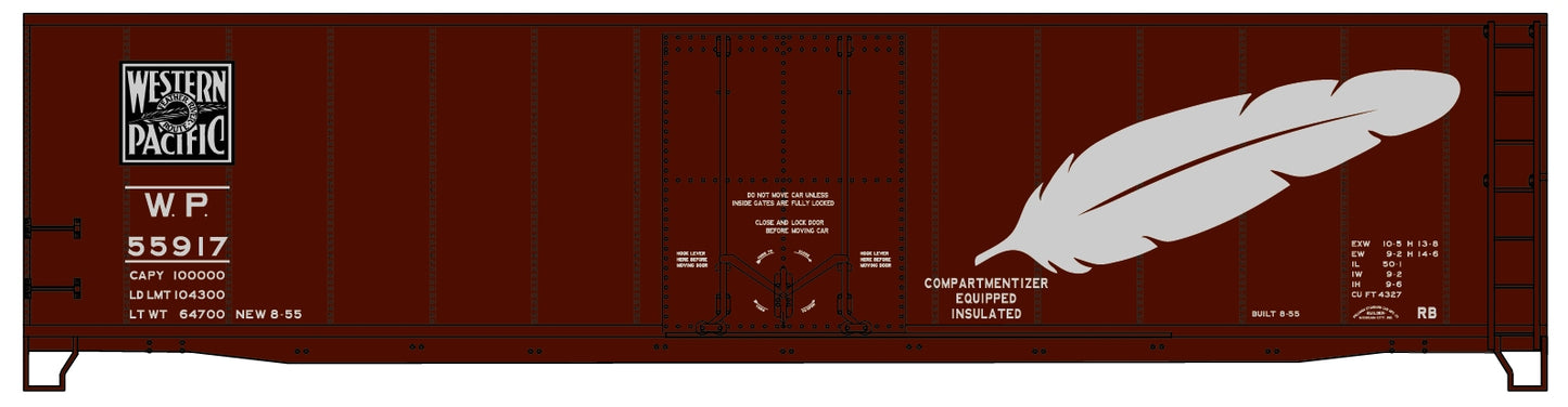 Accurail 5137 HO Western Pacific 50' Plug Door Riveted-Side Boxcar # 55917 Kit