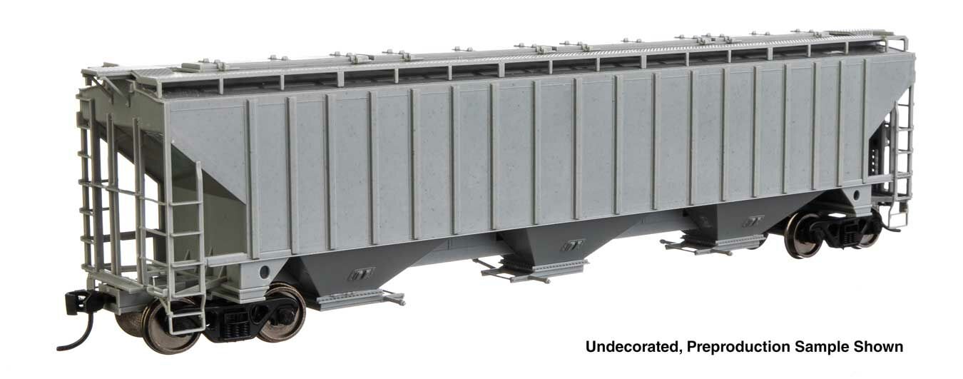 Walthers 910-49000 HO Undecorated 57' Trinity 4750 3-Bay Covered Hopper RTR