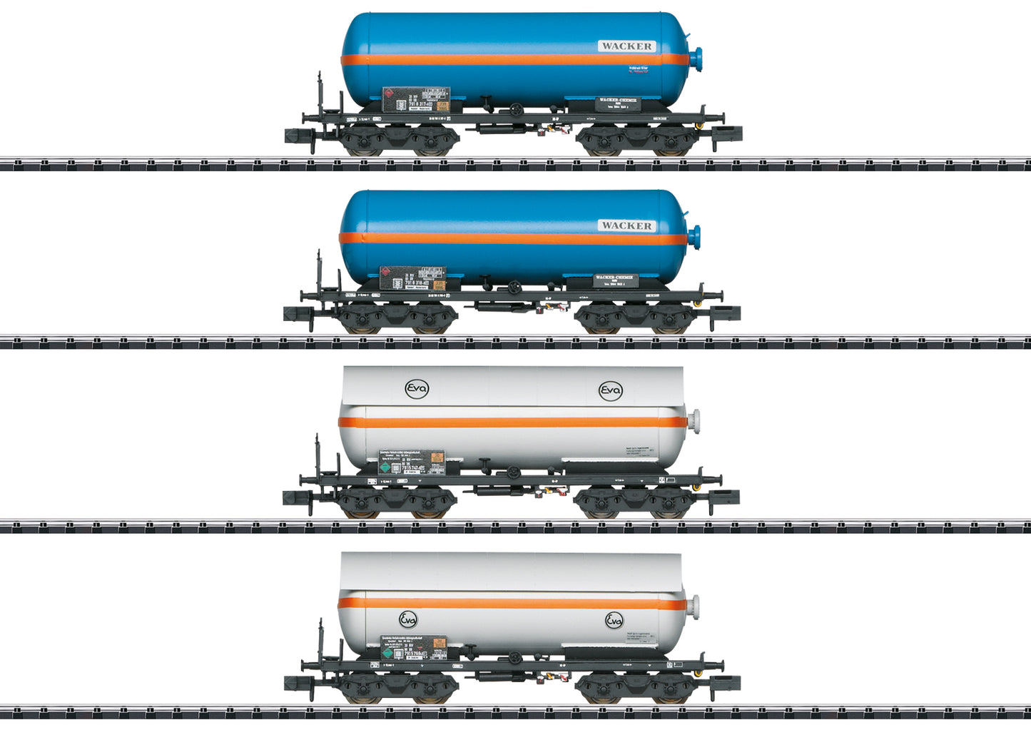 Minitrix 15538 N German Federal Railway Compressed Gas Tank Car Set (Set of 4)