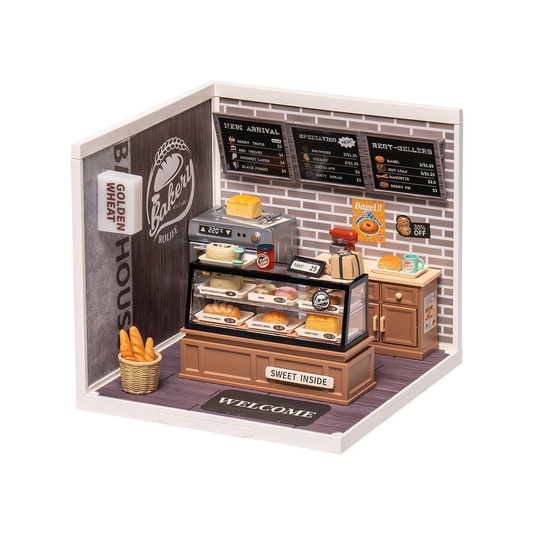 Robotime DW005 Rolife Super Creator Golden Wheat Bakery DIY Miniature House Kit