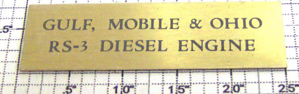 Lionel 8554-1 GM&O RS-3 Display Nameplate