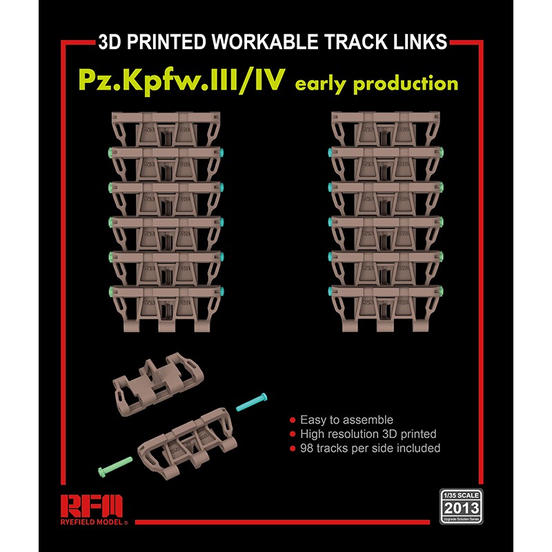 Rye Field Models 2013 1:35 Pz.Kpfw.III /IV Early Production Workable Track Links