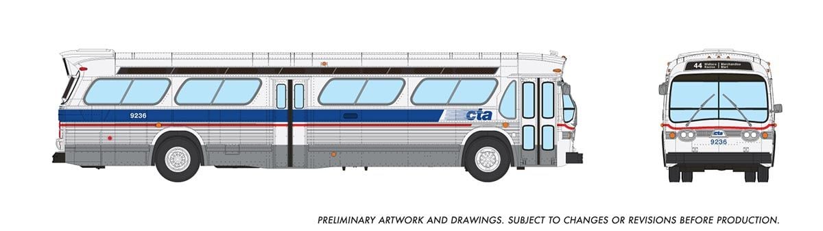 Rapido Trains 753139 HO Chicago CTA Late scheme Deluxe New Look Bus #9236