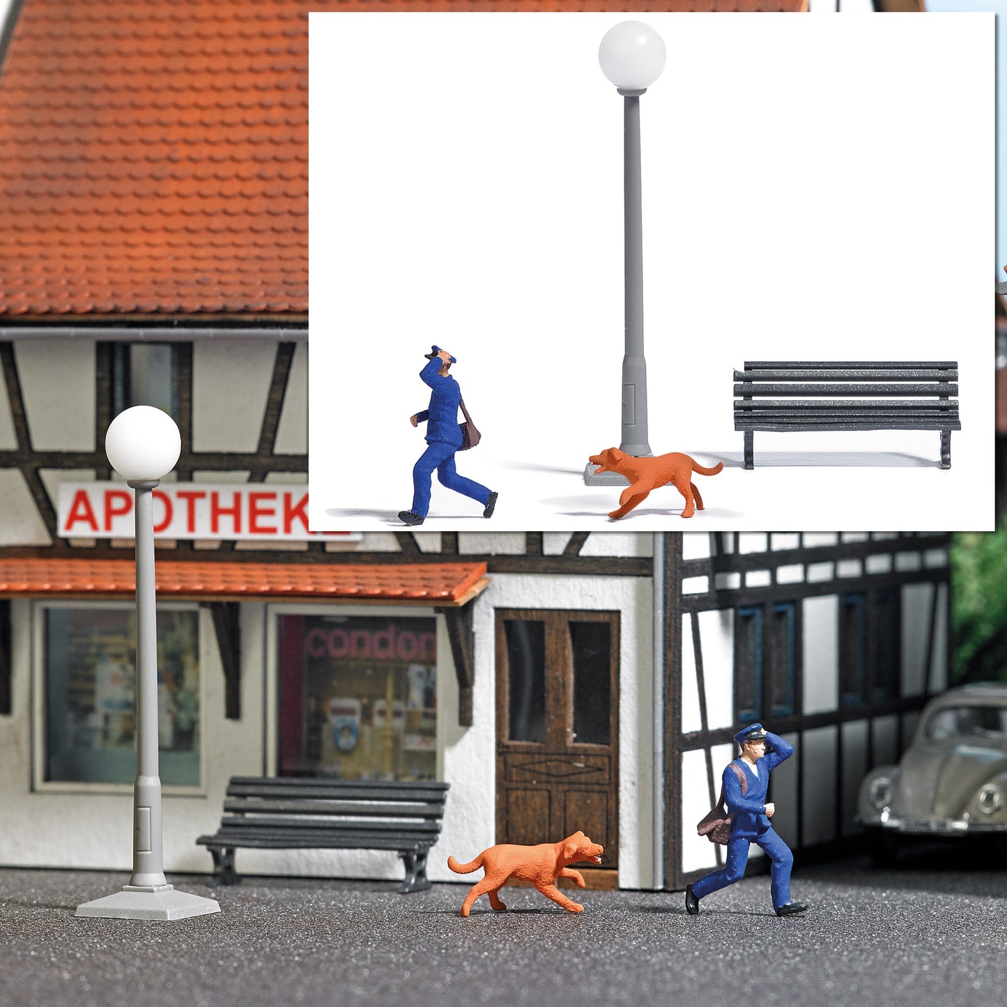 Busch 7889 HO Mail Carrier On the Run Scene Figure Set