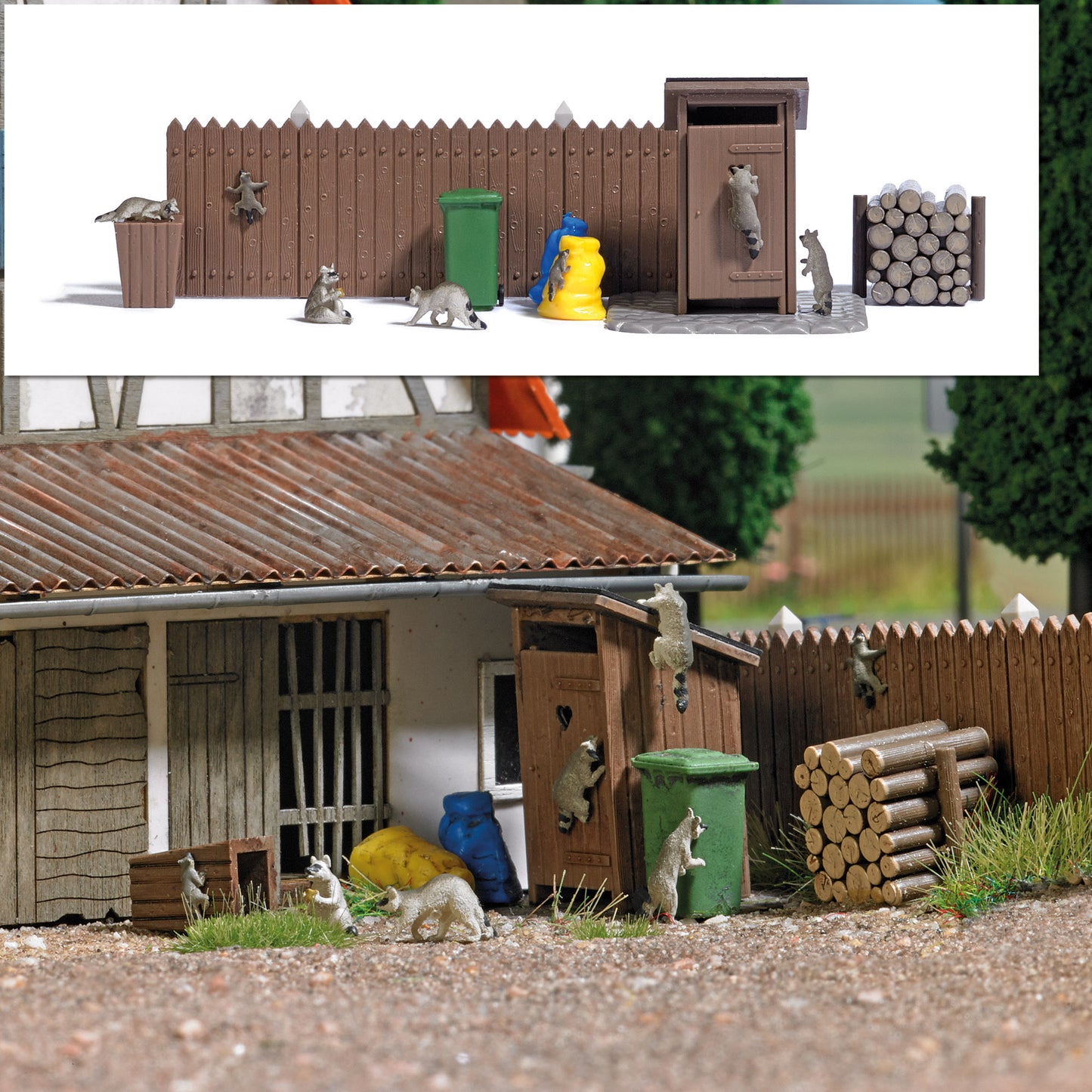 Busch 7922 HO Raccoons & Accessories Figure Set