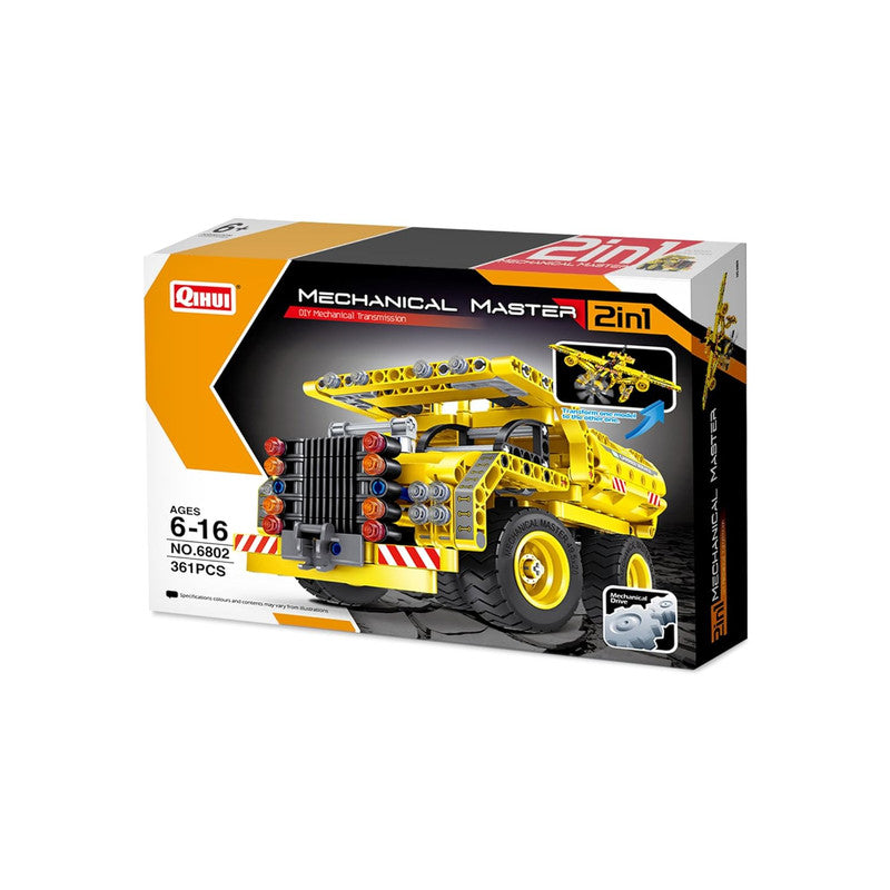 Qihui 6802 Mechanical Master Engineering Dump Truck + Aircraft 2in1 Vehicle Kit