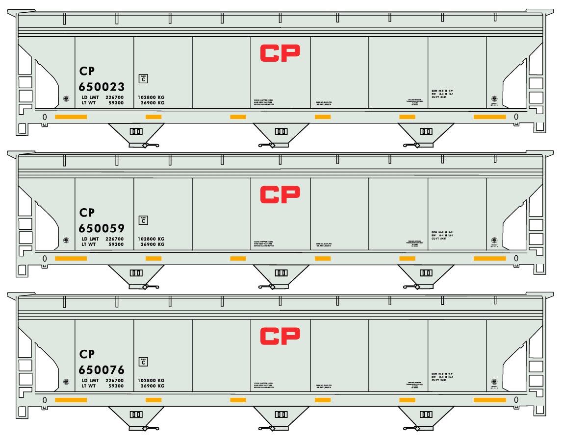 Accurail 8126 HO Canadian Pacific ACF 3-Bay Covered Hopper Car Set (Set of 3)