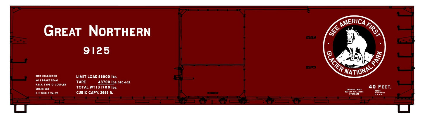 Accurail 81921 HO Great Northern USRA 40' Double-Sheathed Wood Boxcar Kit #9176