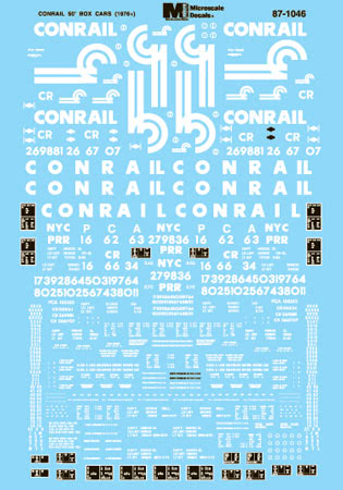 Microscale 87-1046 HO Conrail 50'' Box Car w/PRR & NYC Reporting Mark Decal Shee