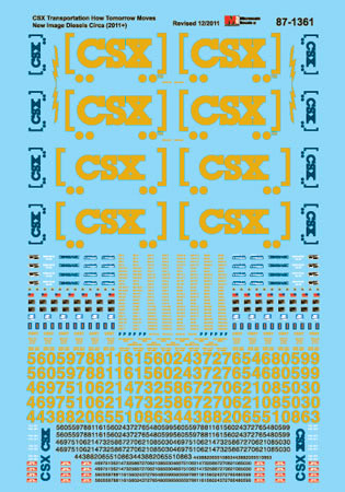 Microscale 87-1361 HO CSX New Image Diesel Boxcar Logo Waterslide Decal Sheet