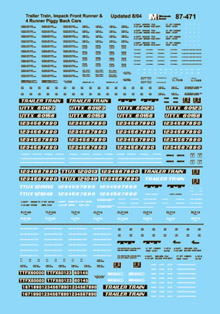 Microscale 60-471 N Trailer Train/TTX Spine Cars Waterslide Decal Sheet
