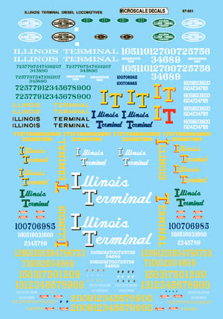 Microscale 87-651 HO Illinois Terminal Diesels Waterslide Decal Sheet
