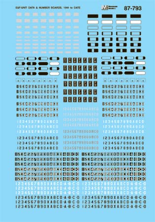 Microscale 87-793 HO 1944-60 EMD E & F-Unit Diesel Numberboards Data Decal Sheet
