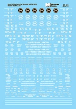 Microscale 87-911 HO Southern Pacific 40'' Single-Sheathed Boxcars Decal Sheet